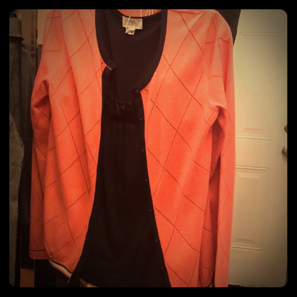 Tommy Hilfiger cardigan coral w navy piping